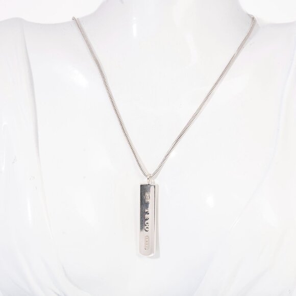 Authentic Tiffany & Co. Sterling Silver 1837 Bar Pendant Necklace - Picture 6 of 12